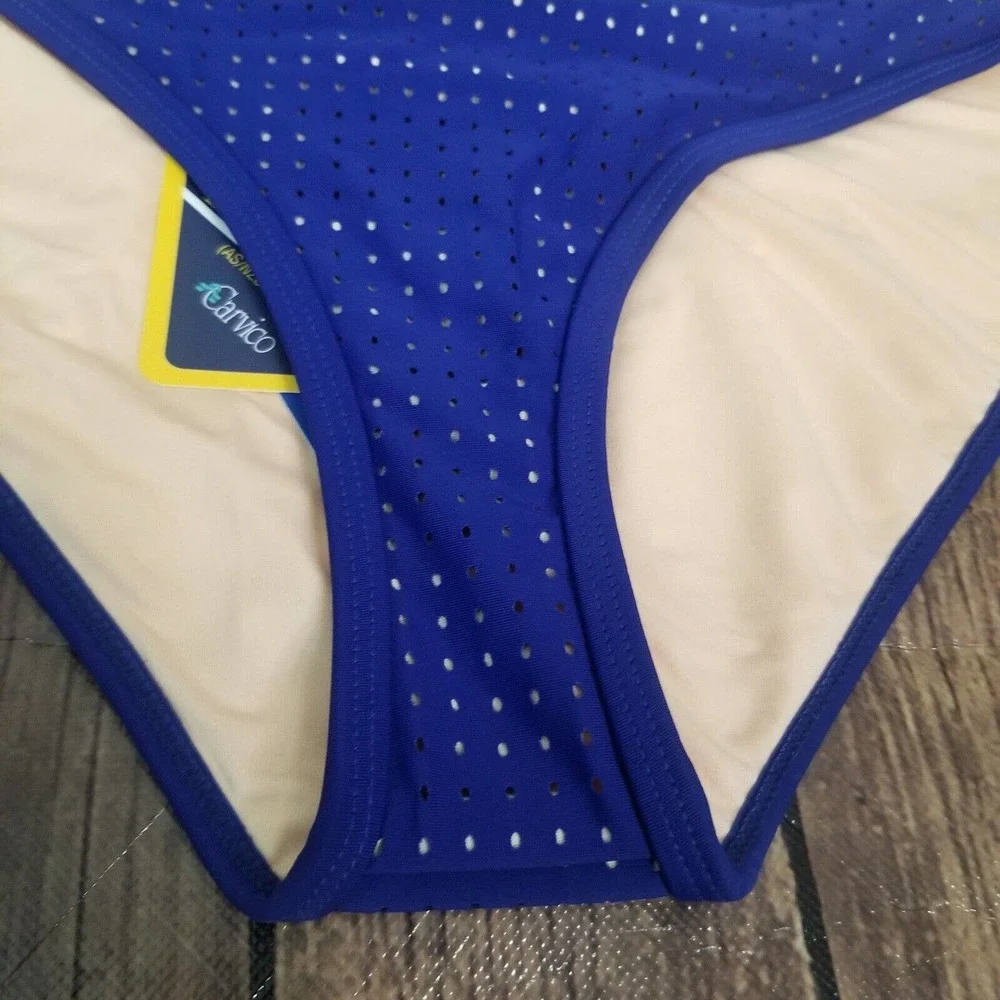 Fabletics Womens Bikini Size S‎ Small Blue Bottoms Valentina Mesh Soft Swimwear
